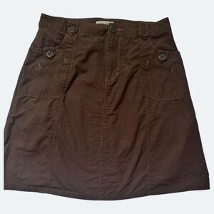 Women's Cherokee Brown Skirt with Button Details, 100% Cotton, Size 10